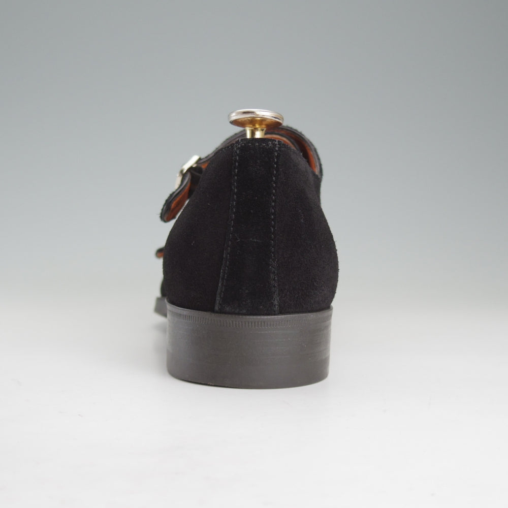極美品★(伊)サントーニ SIZE 6【★ダブルモンク/黒】スエード/メンズ/Santoni★p576