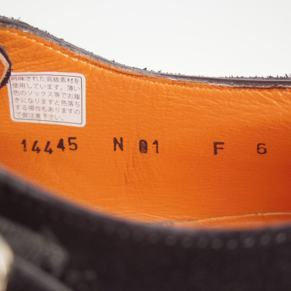 極美品★(伊)サントーニ SIZE 6【★ダブルモンク/黒】スエード/メンズ/Santoni★p576
