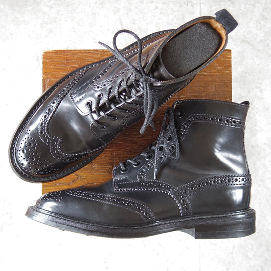 極上★トリッカーズ SIZE 8【現行定価17万円以上★コードバン仕様/Hummingbirds'hill別注】カントリーブーツ/黒/メンズ/Tricker's★p005