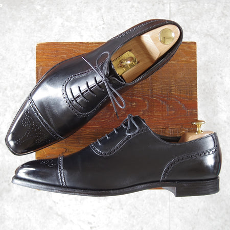 美品★クロケット&ジョーンズ 10E【貴重★(英)ジョージクレバリー別注/セミブローグ】カーフ/黒/メンズ/Crockett&Jones★p006