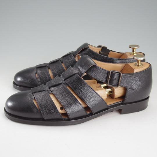 極上★(伊)F.LLIジャコメッティ SIZE 40.5【定価￥100,100-★グルカサンダル/FG166】FAUSTOラスト/グレインレザー/黒/Giacometti★p579