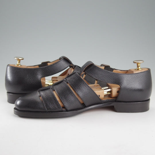 極上★(伊)F.LLIジャコメッティ SIZE 40.5【定価￥100,100-★グルカサンダル/FG166】FAUSTOラスト/グレインレザー/黒/Giacometti★p579