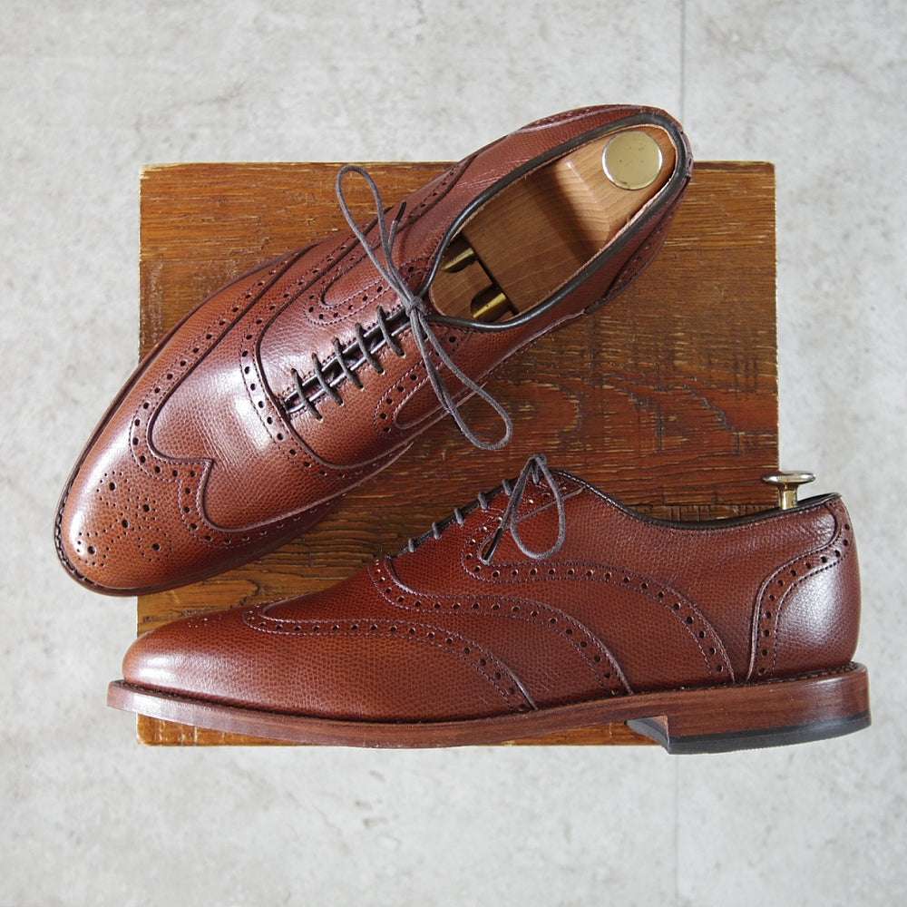 未使用★(米)アレンエドモンズ 8.5D【現行定価13万円程度★McClain/フルブローグ】マクレーン/シボ革/茶/メンズ/ALLEN EDMONDS★n928