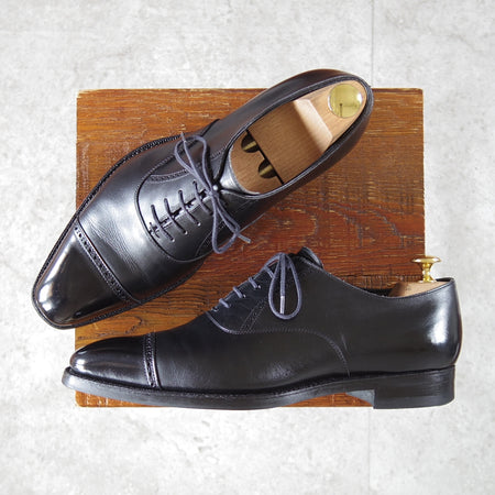 美品★三陽山長 SIZE 7【定価￥74,800-★勇之介/R309ラスト】パンチドキャップトゥ/カーフ/黒/メンズ/YUNOSUKE/Sanyo Yamacho★n930