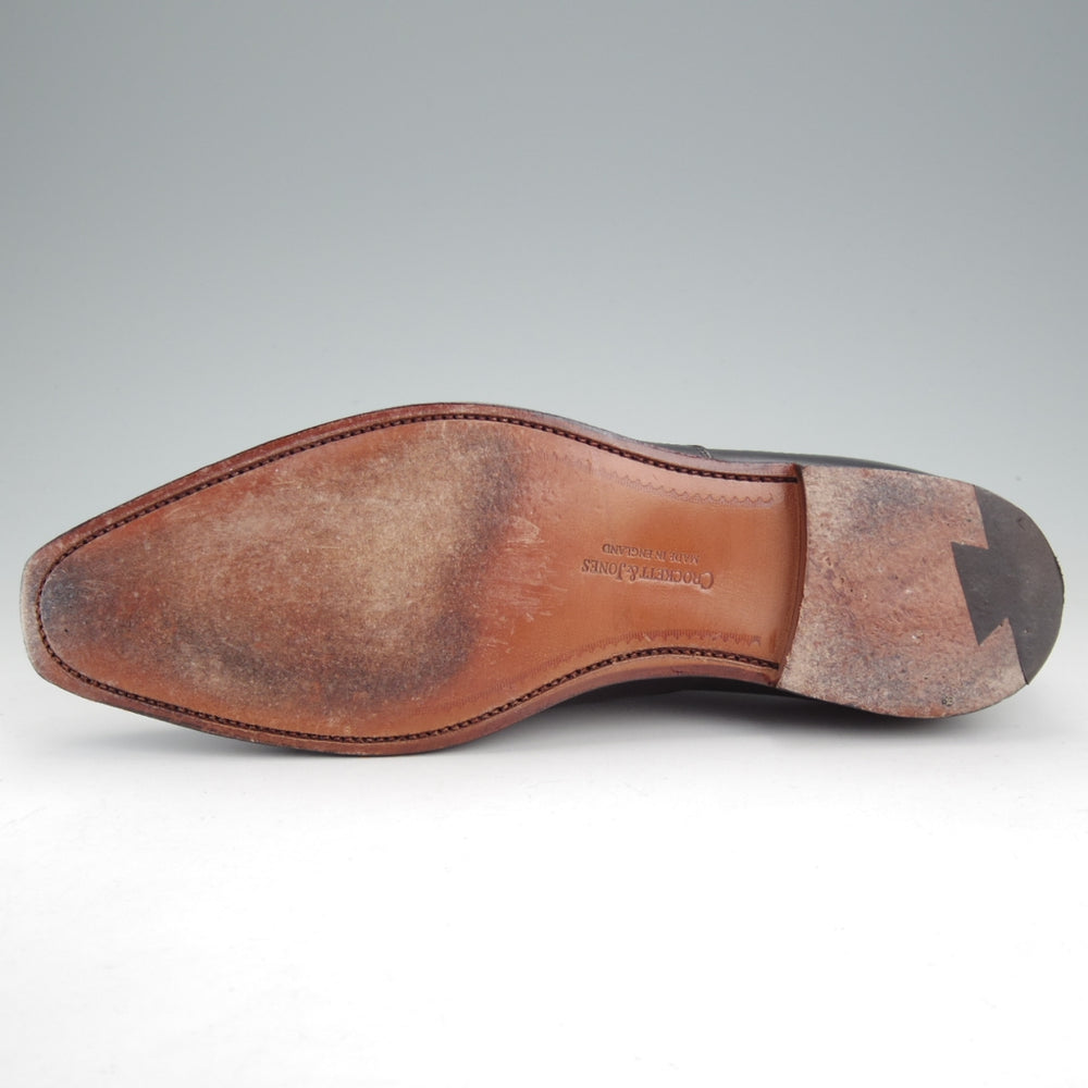 極美品★クロケット&ジョーンズ 7.5E【定価￥132,000-★HALLAM/348ラスト】ハラム/ストレートチップ/カーフ/黒/Crockett&Jones★n925