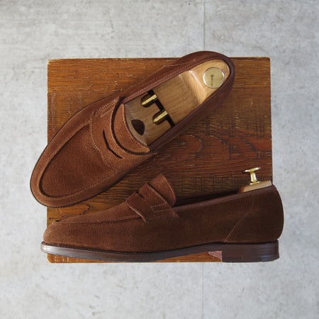 美品★クロケット&ジョーンズ 6E【現行定価10万円以上★RICHMOND/314ラスト】コインローファー/スエード/茶/メンズ/Crockett&Jones★o446