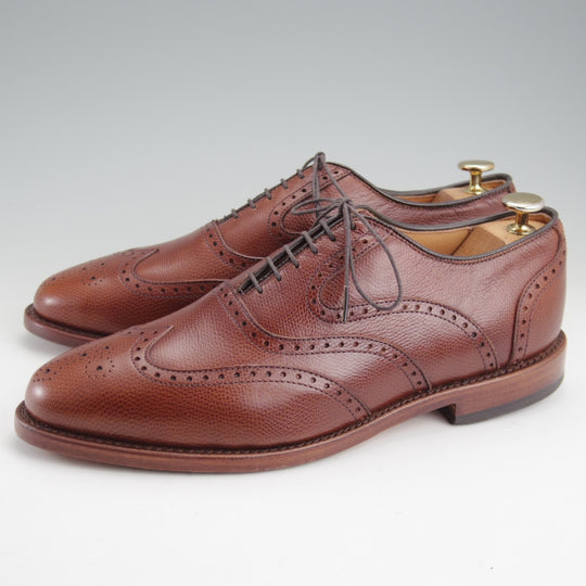 未使用★(米)アレンエドモンズ 8.5D【現行定価13万円程度★McClain/フルブローグ】マクレーン/シボ革/茶/メンズ/ALLEN EDMONDS★n928