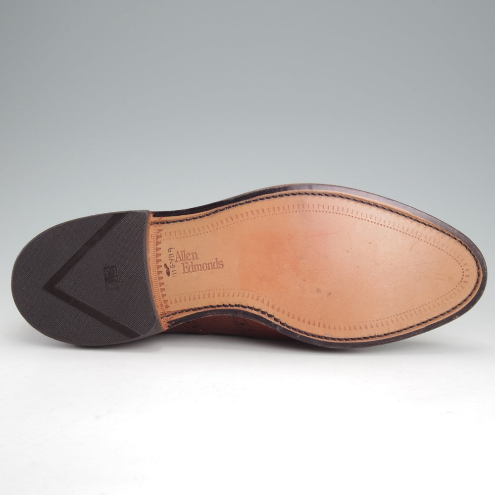 未使用★(米)アレンエドモンズ 8.5D【現行定価13万円程度★McClain/フルブローグ】マクレーン/シボ革/茶/メンズ/ALLEN EDMONDS★n928