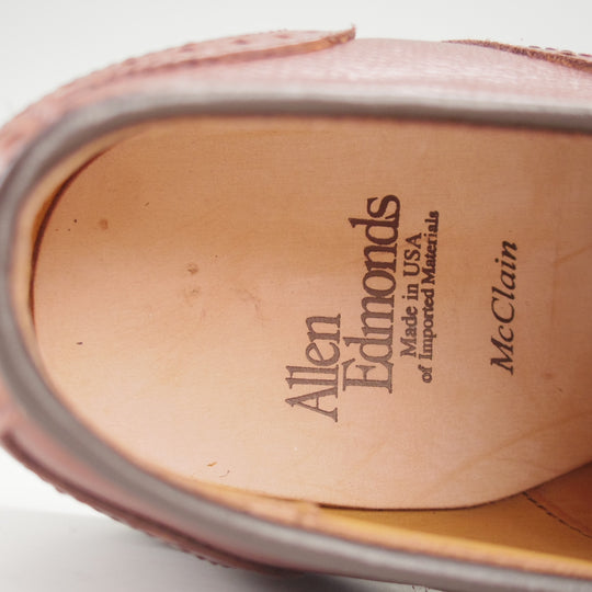 未使用★(米)アレンエドモンズ 8.5D【現行定価13万円程度★McClain/フルブローグ】マクレーン/シボ革/茶/メンズ/ALLEN EDMONDS★n928