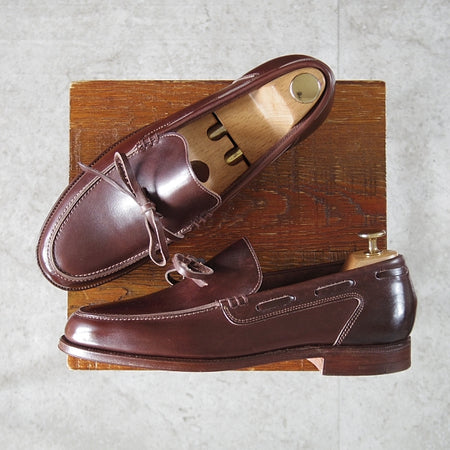 極上★クロケット&ジョーンズ UK7.5/US8D【(米)ラルフローレン別注★POLO Ralph Lauren】リボンローファー/濃茶/Crockett&Jones★n434