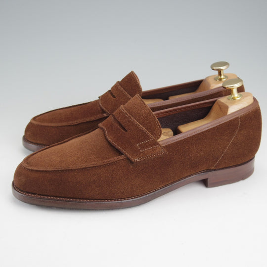 美品★クロケット&ジョーンズ 6E【現行定価10万円以上★RICHMOND/314ラスト】コインローファー/スエード/茶/メンズ/Crockett&Jones★o446