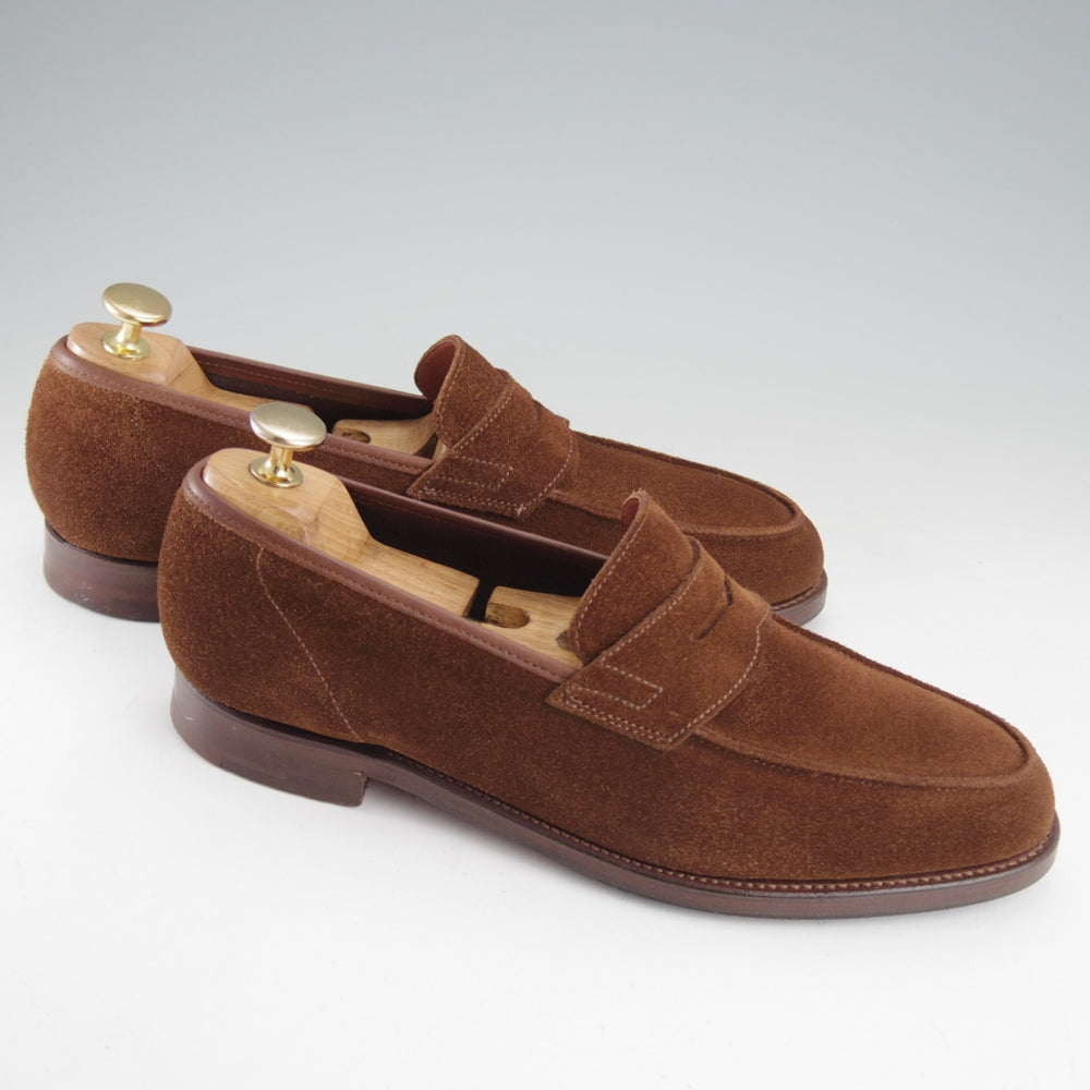 美品★クロケット&ジョーンズ 6E【現行定価10万円以上★RICHMOND/314ラスト】コインローファー/スエード/茶/メンズ/Crockett&Jones★o446