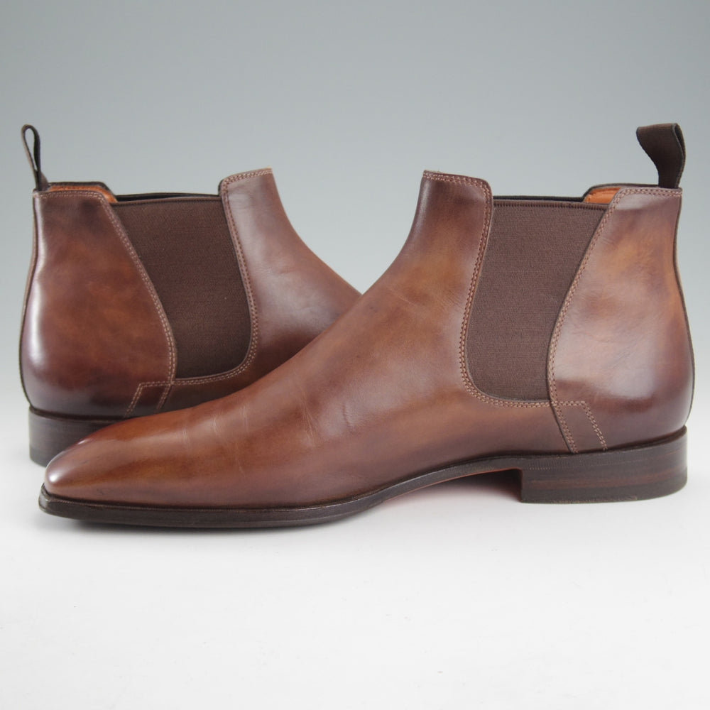 極上★(伊)サントーニ SIZE 7.5【★サイドゴアブーツ/濃茶】カーフ/メンズ/Santoni★o448