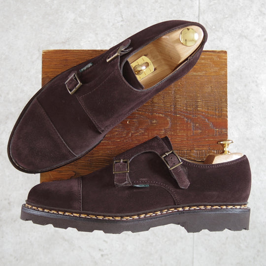 未使用★パラブーツ SIZE 9.5【定価￥96,800-★ウィリアム/WILLIAM】マルシェソール/ダブルモンク/スエード/濃茶/メンズ/Paraboot★p012-10