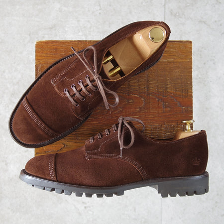 ほぼ試着程度★(英)サンダース SIZE 7.5【コマンドソール★ミリタリーコレクション/Military Derby Shoe】スエード/濃茶/SANDERS★n949