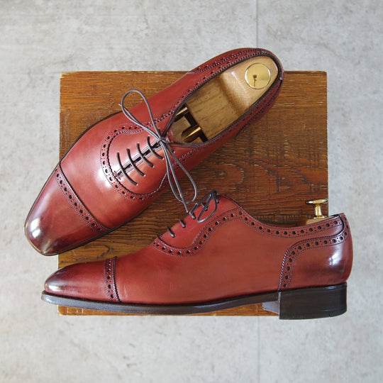 ★(英)ガジアーノ&ガーリング 7.5D【現行定価20万円以上★ST.JAMES/クォーターブローグ】MH71ラスト/赤茶/GAZIANO&GIRLING★o468