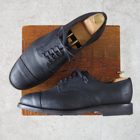 極美品★(英)サンダース SIZE 7.5【コマンドソール★ミリタリーコレクション/Military Derby Shoe】オイルドスエード/黒/SANDERS★n950