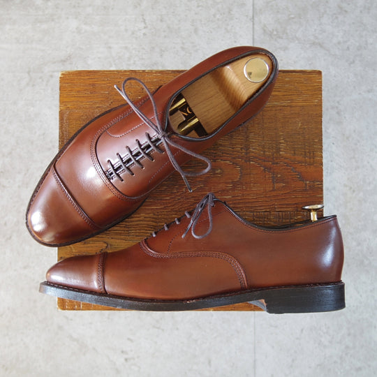 未使用★(米)アレンエドモンズ 7.5E【定価￥132,000-★パークアベニュー/Park Avenue】ストレートチップ/カーフ/茶/ALLEN EDMONDS★o470