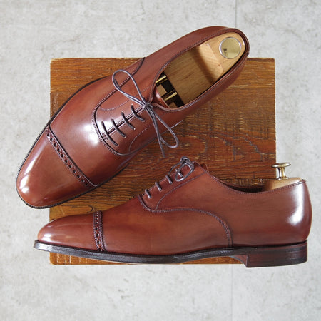 未使用★クロケット&ジョーンズ 8.5E【定価￥148,500-★BELGRAVE/ハンドグレードライン】337ラスト/カーフ/茶/Crockett&Jones★n951