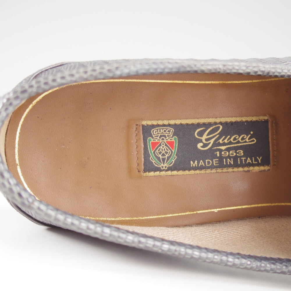 ★(伊)GUCCI/グッチ SIZE 6.5【高額★リザード仕様/1953コレクション/ホースビットローファー】スリッポン/紺/メンズ★p017