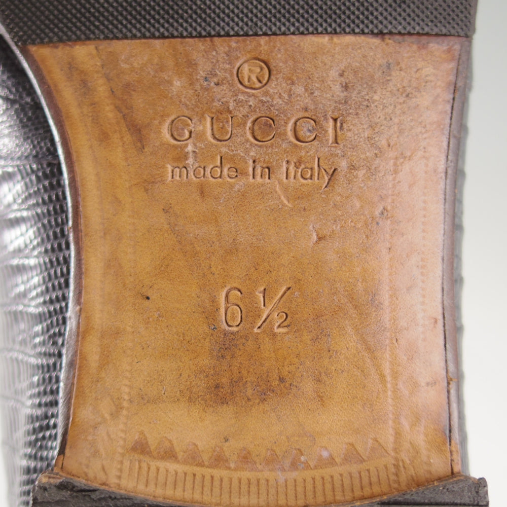 ★(伊)GUCCI/グッチ SIZE 6.5【高額★リザード仕様/1953コレクション/ホースビットローファー】スリッポン/紺/メンズ★p017