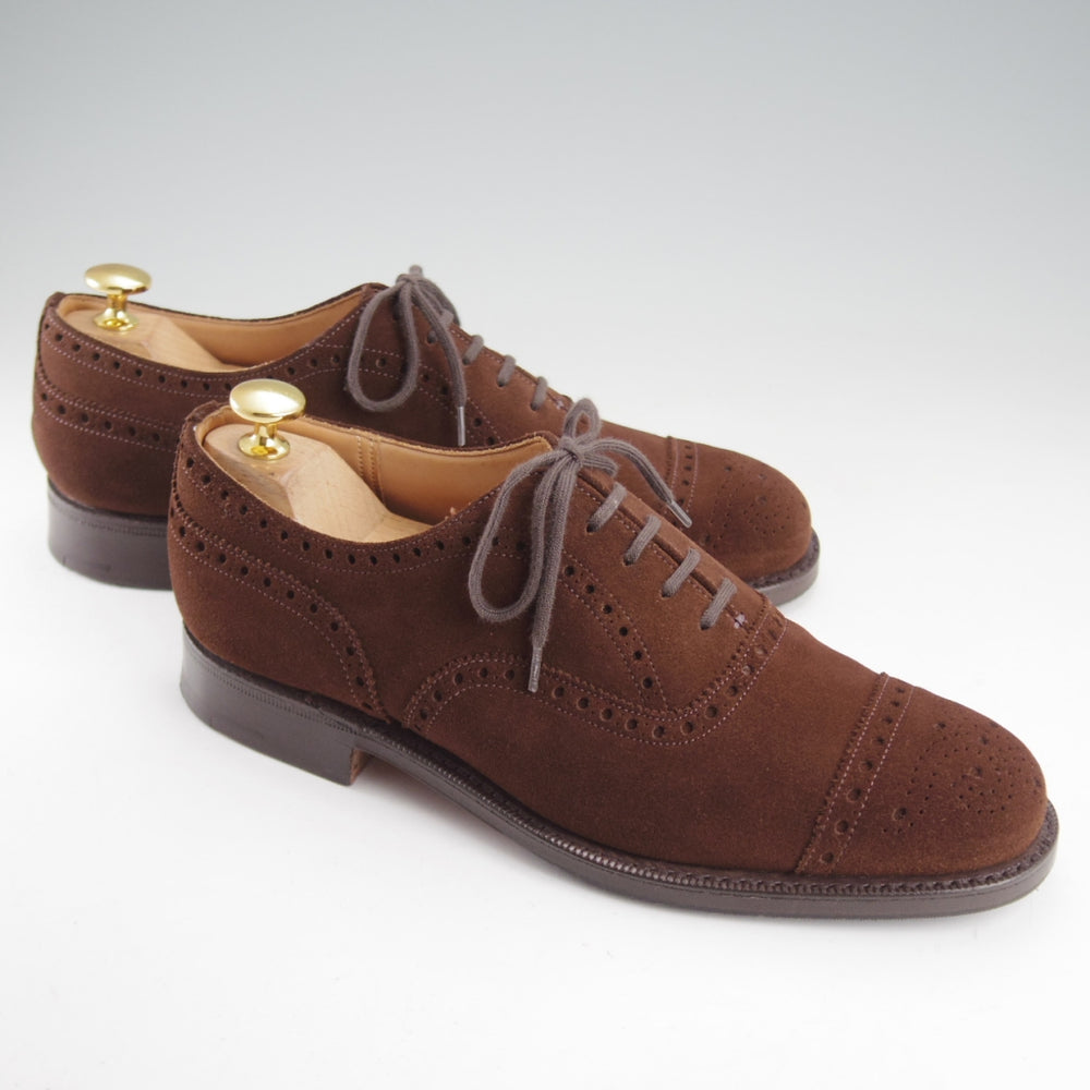 美品★チャーチ 55F/UK5.5【現行定価￥181,500-★DIPLOMAT/ディプロマット/100ラスト】セミブローグ/スエード/濃茶/Church's★o463