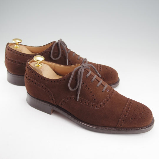 美品★チャーチ 55F/UK5.5【現行定価￥181,500-★DIPLOMAT/ディプロマット/100ラスト】セミブローグ/スエード/濃茶/Church's★o463
