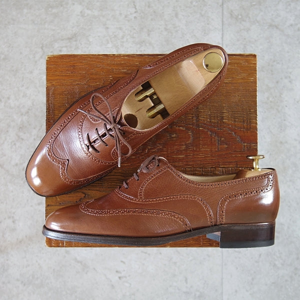 美品★(伊)タニノクリスチー SIZE 7【定価15万円以上★オックスフォードシューズ】カーフ/茶/メンズ/TANINO CRISCI★n457