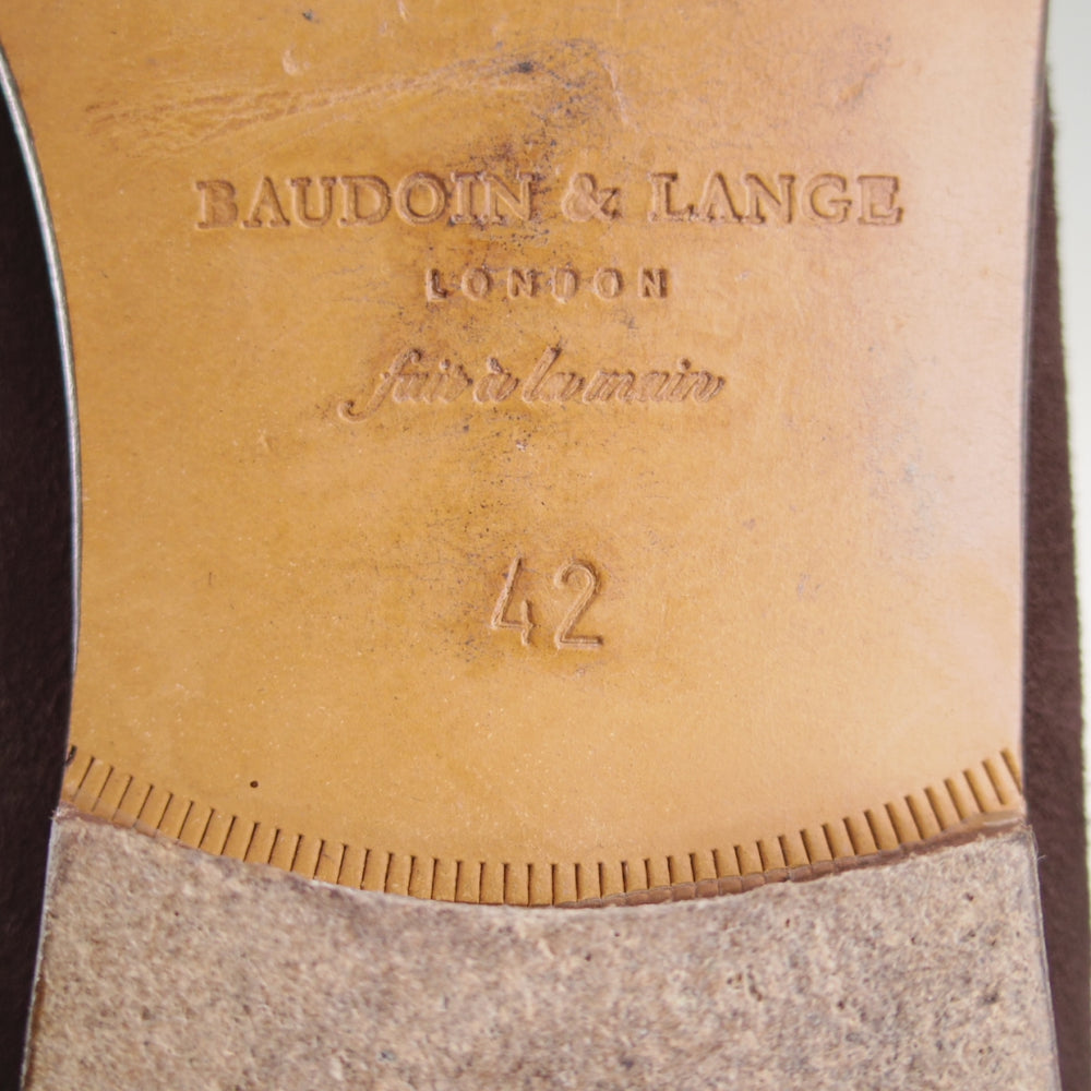 極美品★(英)ボードイン&ランジ SIZE 42【定価￥102,300-★Sagan Classic Tasseles/ローファー】スエード/濃茶/BAUDOIN&LANGE★n943