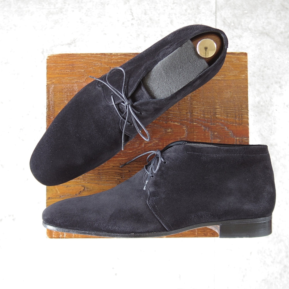 極上★(伊)サルヴァトーレ・フェラガモ 7EE【★チャッカブーツ/黒】スエード/メンズ/Salvatore Ferragamo★p023
