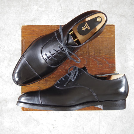 極美品★三陽山長 SIZE 8.5【現行定価￥99,000-★ツリー付/友二郎/R2010ラスト】ストレートチップ/カーフ/黒/メンズ/Sanyo Yamacho★p031