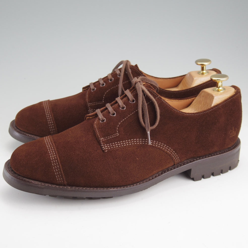 ほぼ試着程度★(英)サンダース SIZE 7.5【コマンドソール★ミリタリーコレクション/Military Derby Shoe】スエード/濃茶/SANDERS★n949
