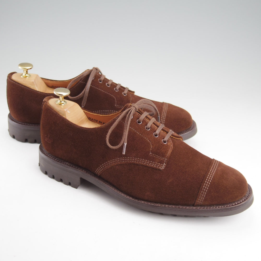 ほぼ試着程度★(英)サンダース SIZE 7.5【コマンドソール★ミリタリーコレクション/Military Derby Shoe】スエード/濃茶/SANDERS★n949