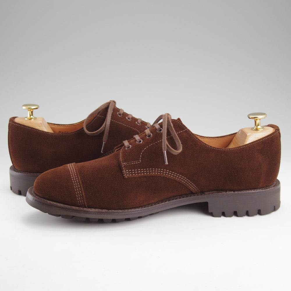 ほぼ試着程度★(英)サンダース SIZE 7.5【コマンドソール★ミリタリーコレクション/Military Derby Shoe】スエード/濃茶/SANDERS★n949