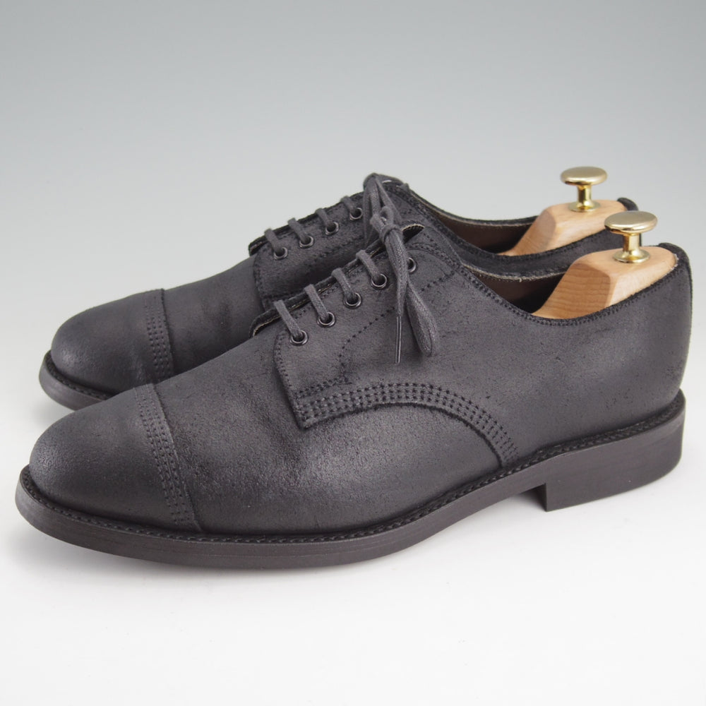 極美品★(英)サンダース SIZE 7.5【コマンドソール★ミリタリーコレクション/Military Derby Shoe】オイルドスエード/黒/SANDERS★n950