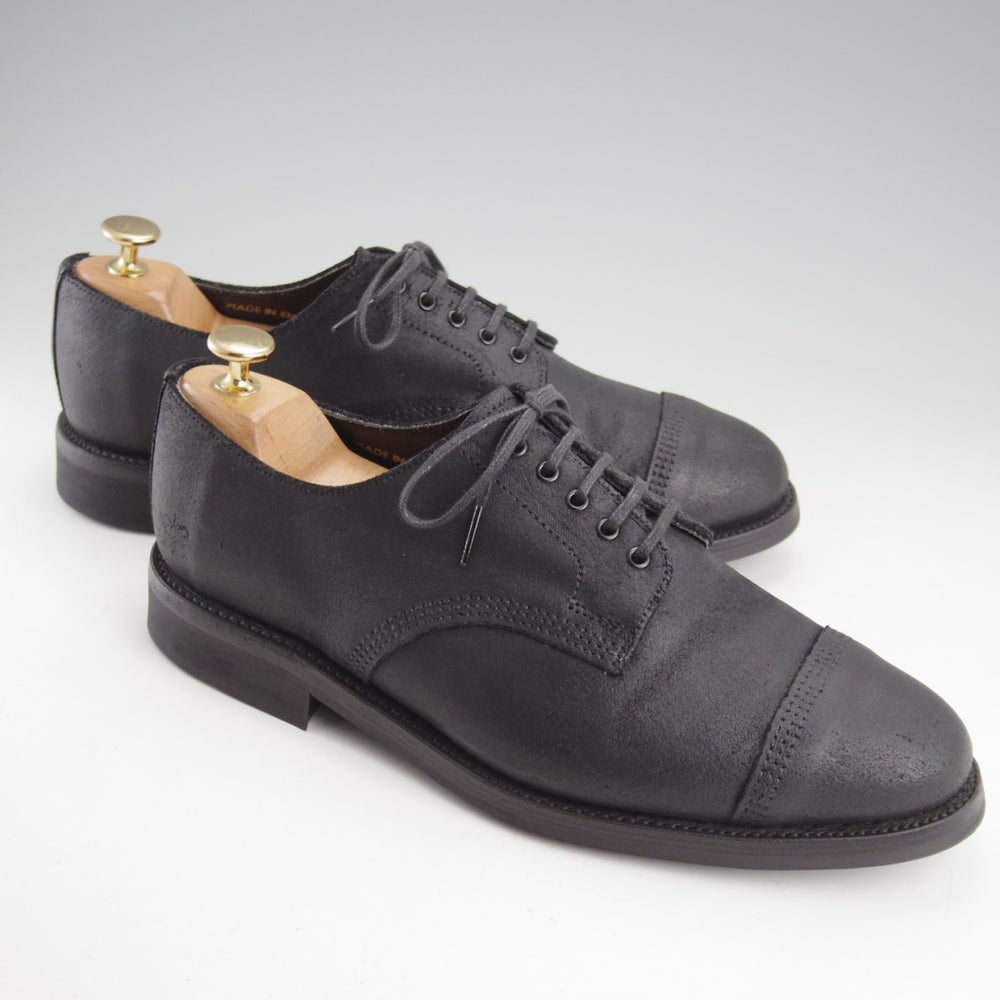 極美品★(英)サンダース SIZE 7.5【コマンドソール★ミリタリーコレクション/Military Derby Shoe】オイルドスエード/黒/SANDERS★n950