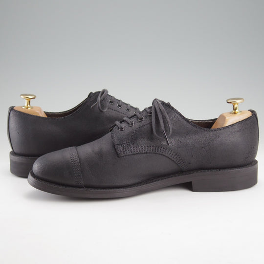 極美品★(英)サンダース SIZE 7.5【コマンドソール★ミリタリーコレクション/Military Derby Shoe】オイルドスエード/黒/SANDERS★n950
