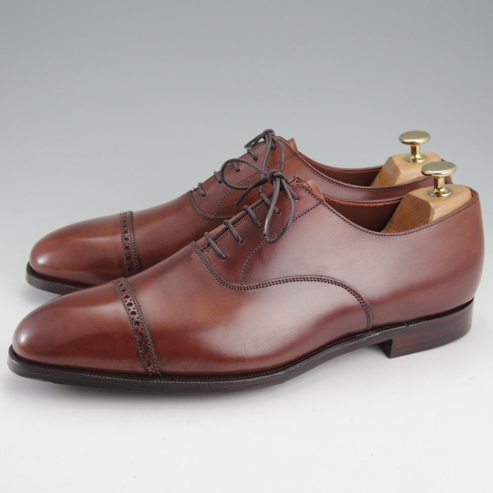 未使用★クロケット&ジョーンズ 8.5E【定価￥148,500-★BELGRAVE/ハンドグレードライン】337ラスト/カーフ/茶/Crockett&Jones★n951