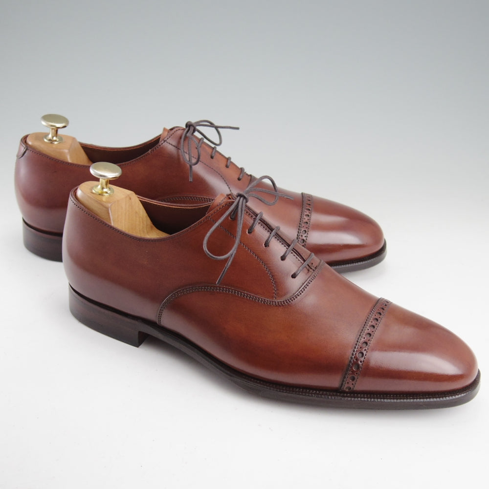 未使用★クロケット&ジョーンズ 8.5E【定価￥148,500-★BELGRAVE/ハンドグレードライン】337ラスト/カーフ/茶/Crockett&Jones★n951