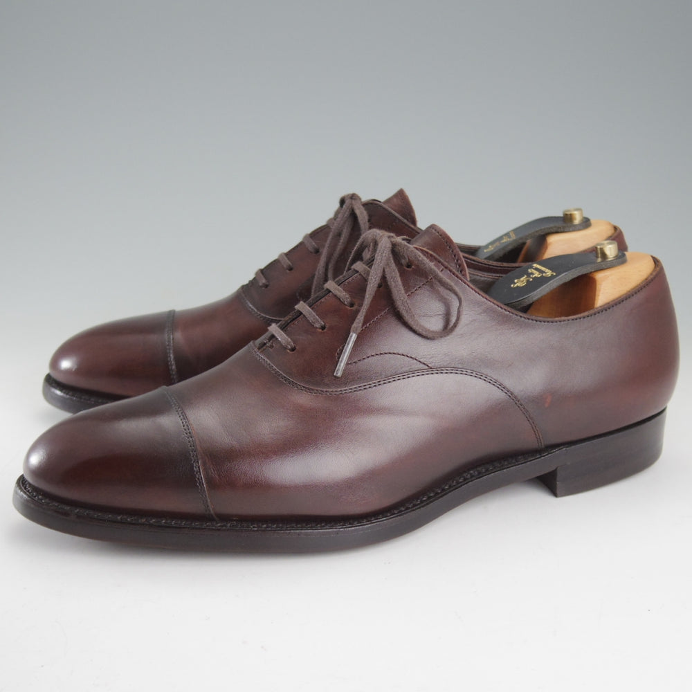 美品★三陽山長 SIZE 8.5【現行定価￥99,000-★ツリー付/友二郎/R2010ラスト】ストレートチップ/カーフ/濃茶/メンズ/Sanyo Yamacho★p030