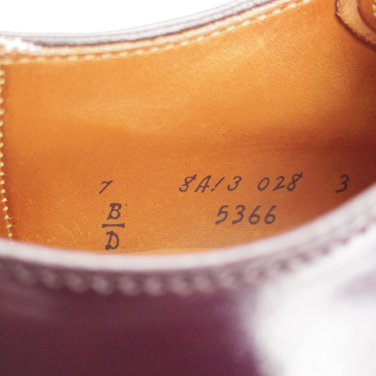 極美品★オールデン 7D【定価￥220,000-★コードバン仕様/ミリタリーラスト/5366】プレーントゥ/赤茶/バーガンディー/#8/ALDEN★o472