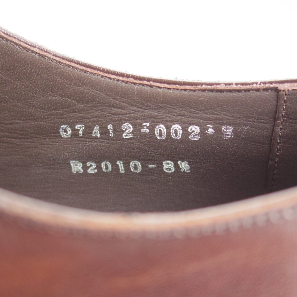 美品★三陽山長 SIZE 8.5【現行定価￥99,000-★ツリー付/友二郎/R2010ラスト】ストレートチップ/カーフ/濃茶/メンズ/Sanyo Yamacho★p030