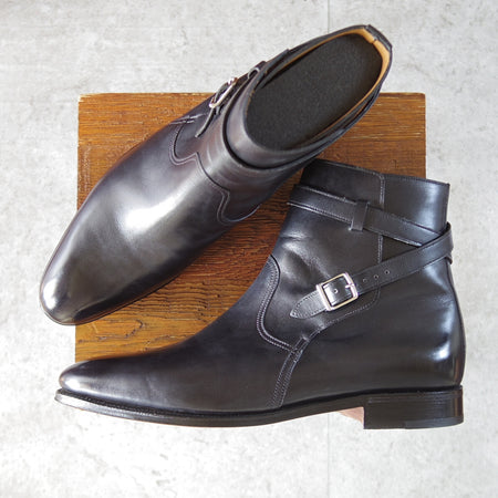 極美品★ジョンロブ 7.5E【同系モデル定価￥398,200-★JODHPUR 2/ジョッパーブーツ】7000Bラスト/ミュージアムカーフ/黒/JOHN LOBB★o480