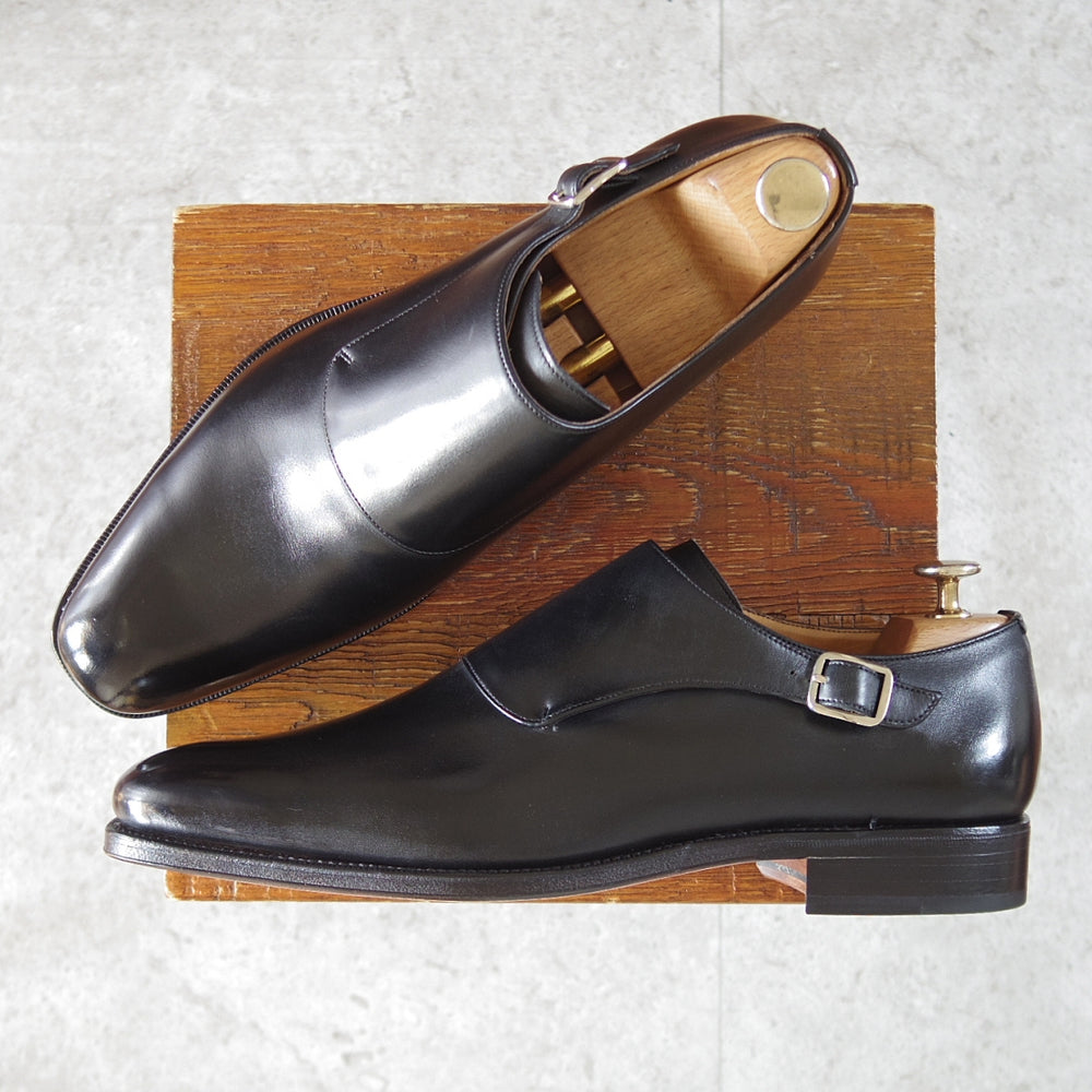 未使用★(スペイン製)MEERMIN/メルミン SIZE 8.5【グッドイヤーウェルテッド製法★サイドモンク】10043/カーフ/黒/メンズ★o487