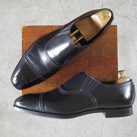 極美品★クロケット&ジョーンズ 9.5E【貴重★(英)ジョージクレバリー別注/JACK】サイドエラスティック/カーフ/黒/Crockett&Jones★p039