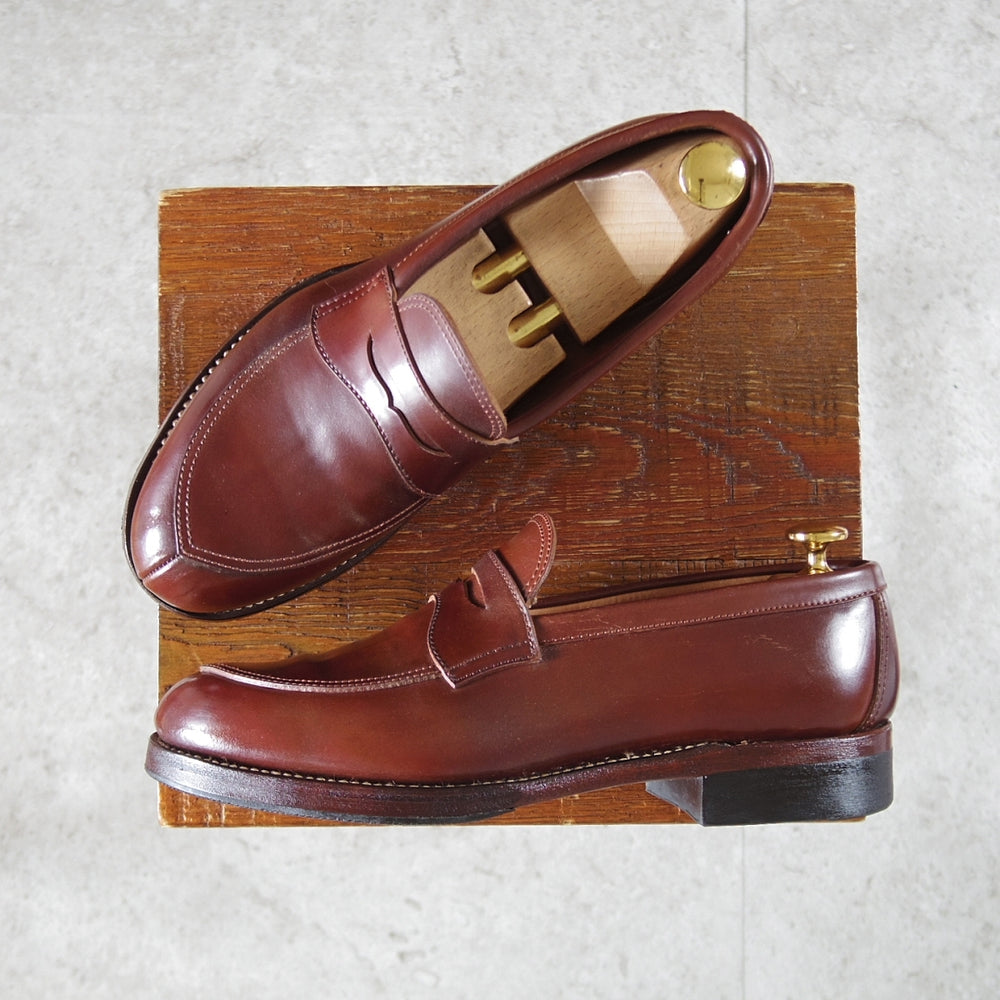 極上★Makers/メイカーズ SIZE 5.5【現行定価￥154,000-★#4(NO.4)コードバン仕様/(米)ホーウィン社/CDVN-01】Vチップローファー/茶★p042