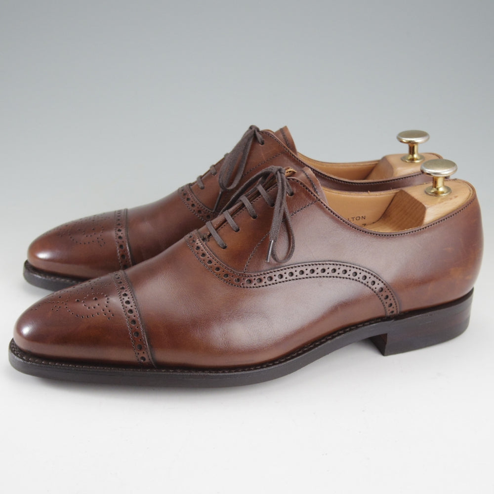 使用僅か★クロケット&ジョーンズ 7E【現行定価10万円以上★MALTON/マルトン/360ラスト】セミブローグ/カーフ/濃茶/Crockett&Jones★o481