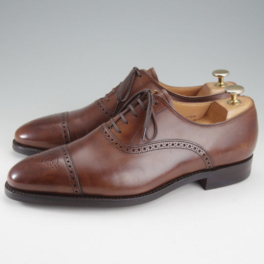 使用僅か★クロケット&ジョーンズ 7E【現行定価10万円以上★MALTON/マルトン/360ラスト】セミブローグ/カーフ/濃茶/Crockett&Jones★o481