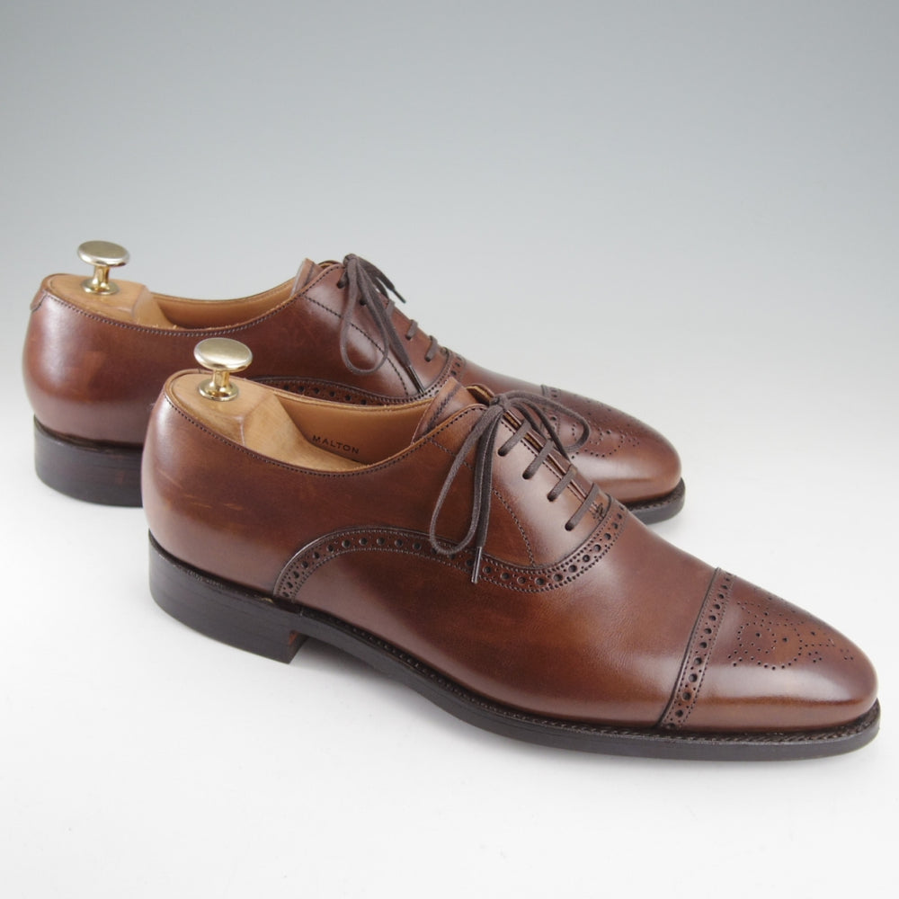 使用僅か★クロケット&ジョーンズ 7E【現行定価10万円以上★MALTON/マルトン/360ラスト】セミブローグ/カーフ/濃茶/Crockett&Jones★o481
