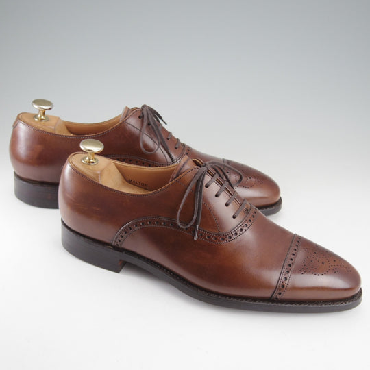 使用僅か★クロケット&ジョーンズ 7E【現行定価10万円以上★MALTON/マルトン/360ラスト】セミブローグ/カーフ/濃茶/Crockett&Jones★o481